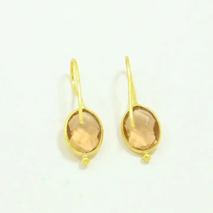 Oval Gemstone kullattu korvakoru, Morganite