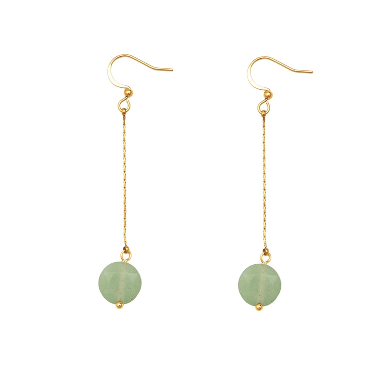 Mimi Fineline Dangle korvakorut mineraalikivillä, Green Aventurine