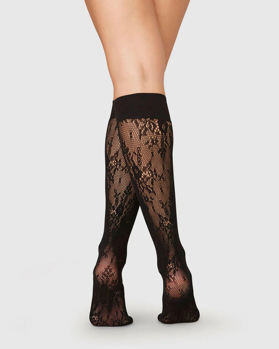 Swedish Stockings Rosa Lace polvisukat, Black