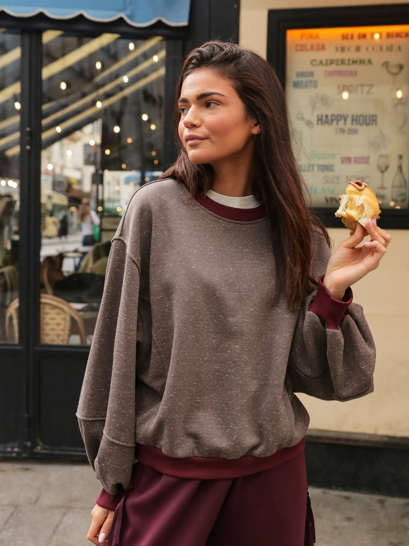 speckeld Cocoon collegepaita, bordeaux