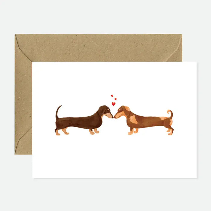 Dachshunds Lovers, kaksiosainen onnittelukortti