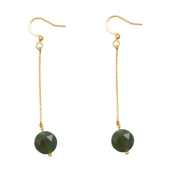 Mimi Fineline Dangle korvakorut mineraalikivillä, African Jade