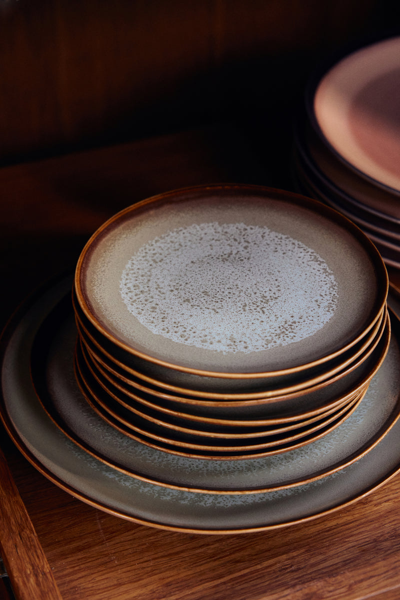 HK Living 70's ceramics side plates, Contrast (set of 2)
