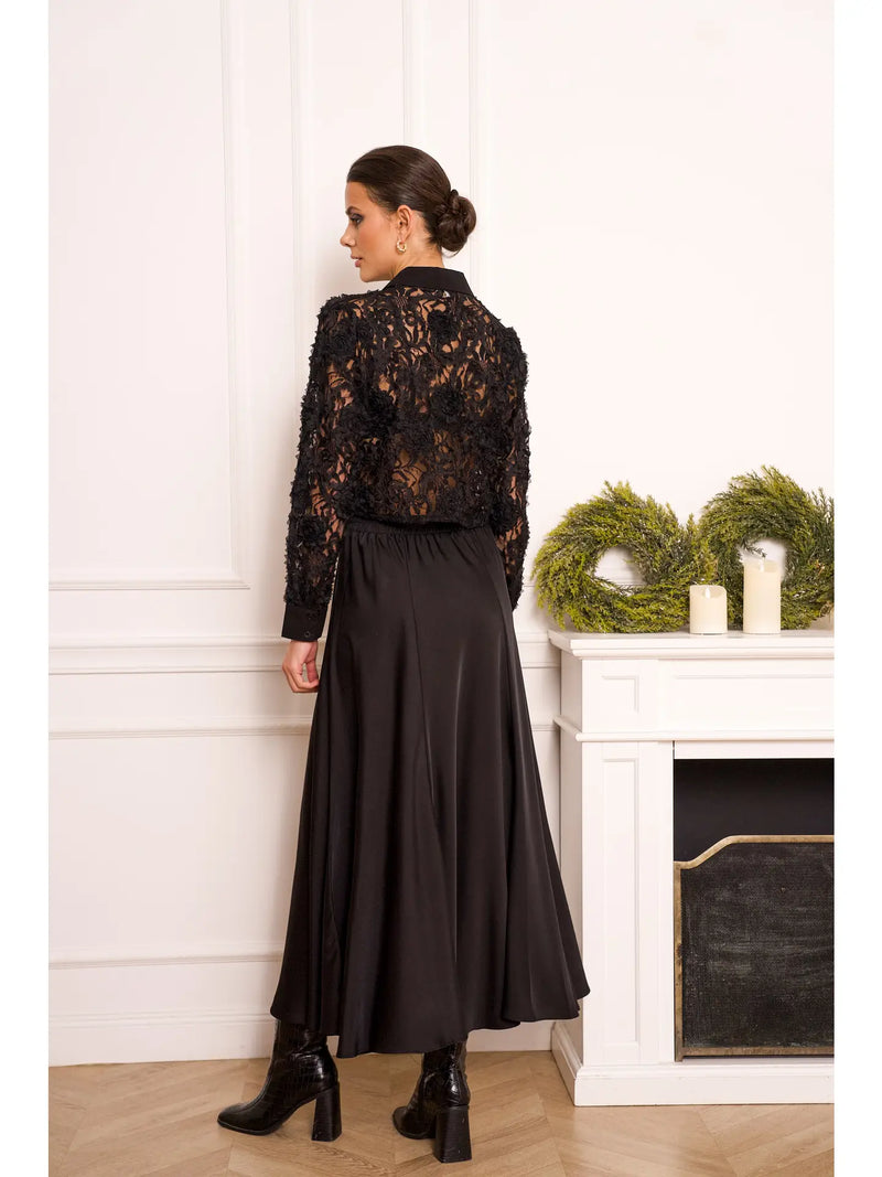 Valentine Solid Satin hame, black