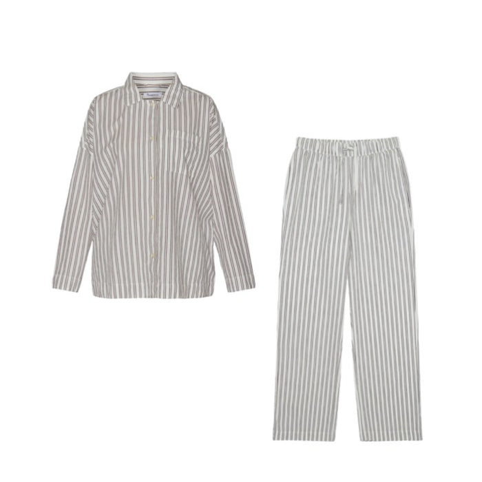 Knowledge Cotton Apparel Pyjamas set, Striped Brown