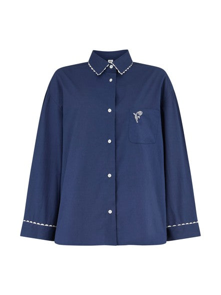 Becksöndergaard Scallop pyjamapaita, Navy Blue