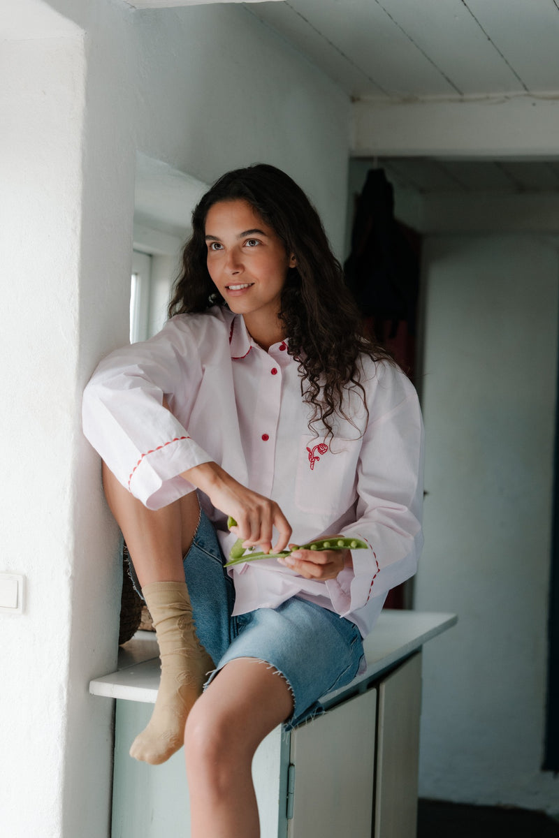 Becksöndergaard Scallop pyjamapaita, Pale Lilac Pink