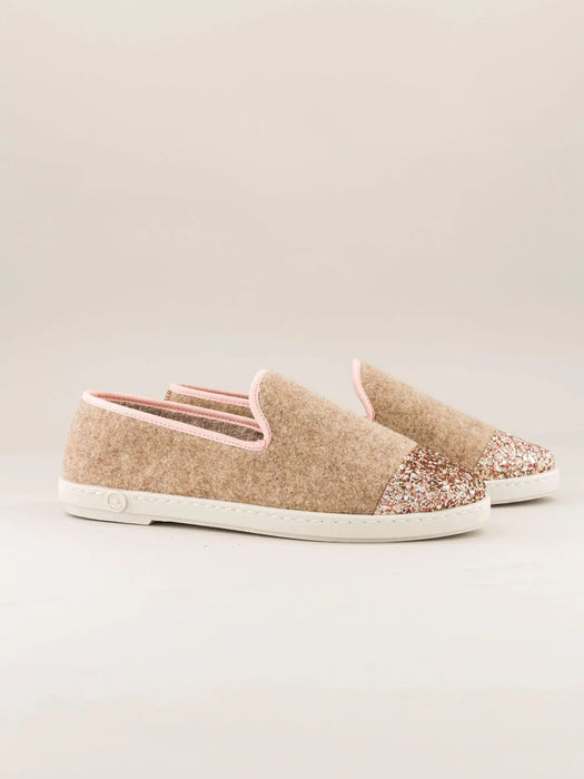 Angarde villa-tohvelit, sand / pinki glitter