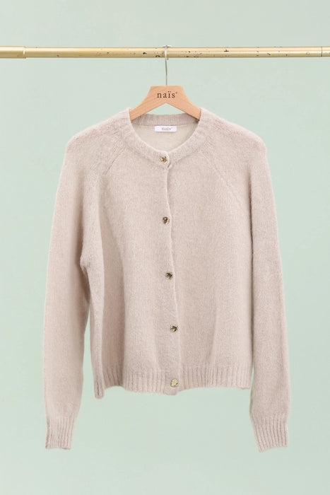 Lyhyt mohair-sekoitus neuletakki, Beige