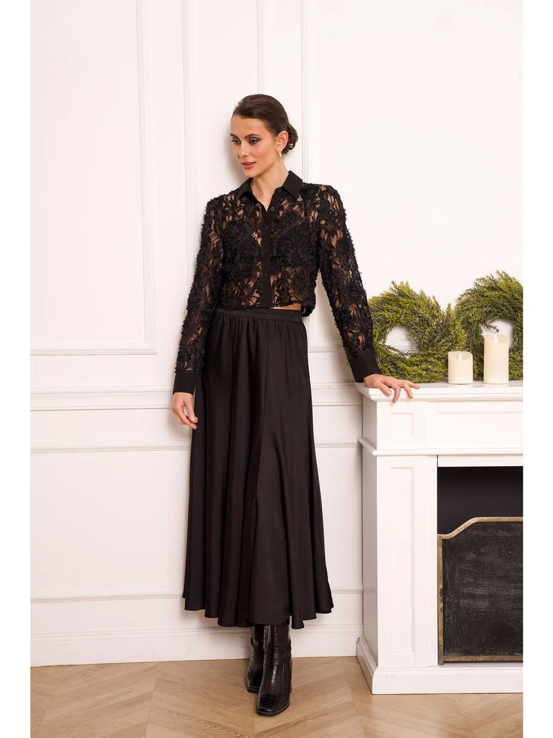 Valentine Solid Satin hame, black