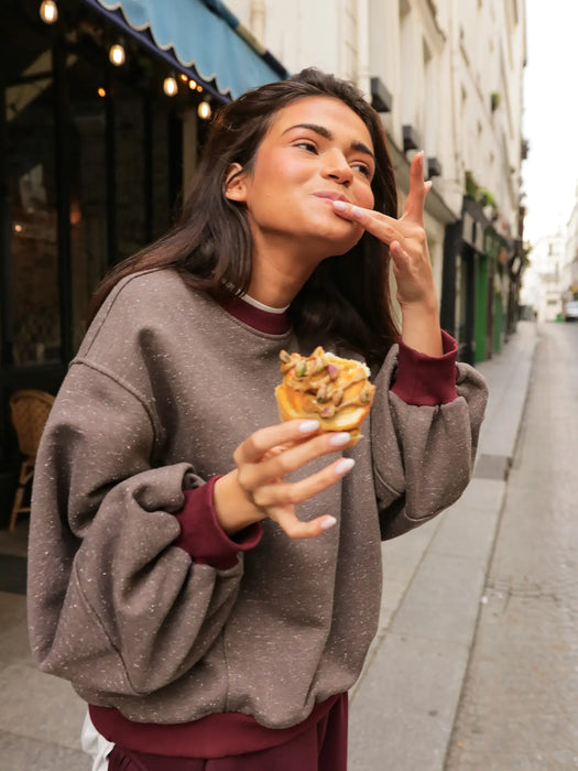 speckeld Cocoon collegepaita, bordeaux