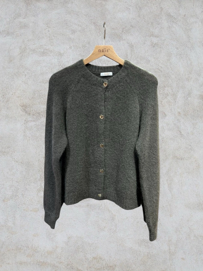 Lyhyt mohair-sekoitus neuletakki, Kaki