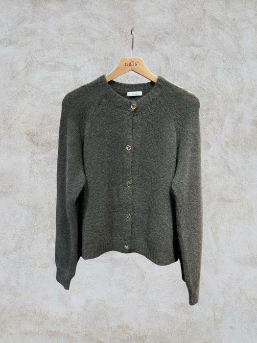 Lyhyt mohair-sekoitus neuletakki, Kaki