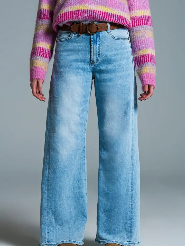 Q2 Mom Style leveälahkeiset farkut