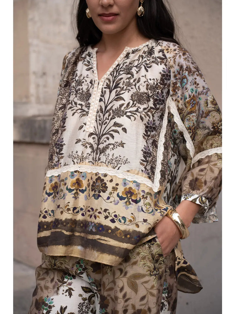 Thea printtikuvioitu paita, khaki