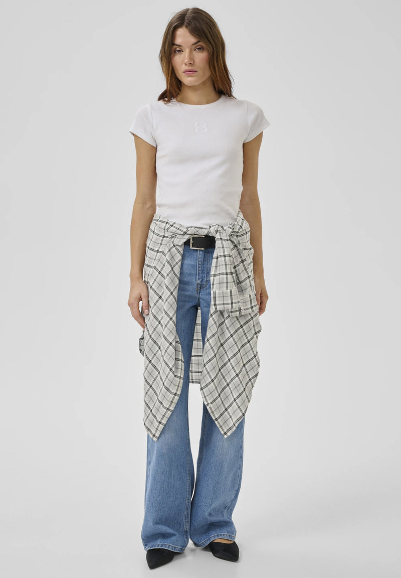 Iris Boxy Shirt paitapusero, Light Grey Check
