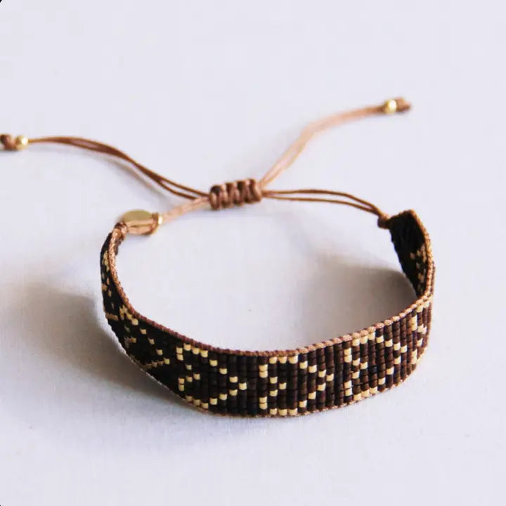Bazou Heart woven rannekoru, dark brown gold