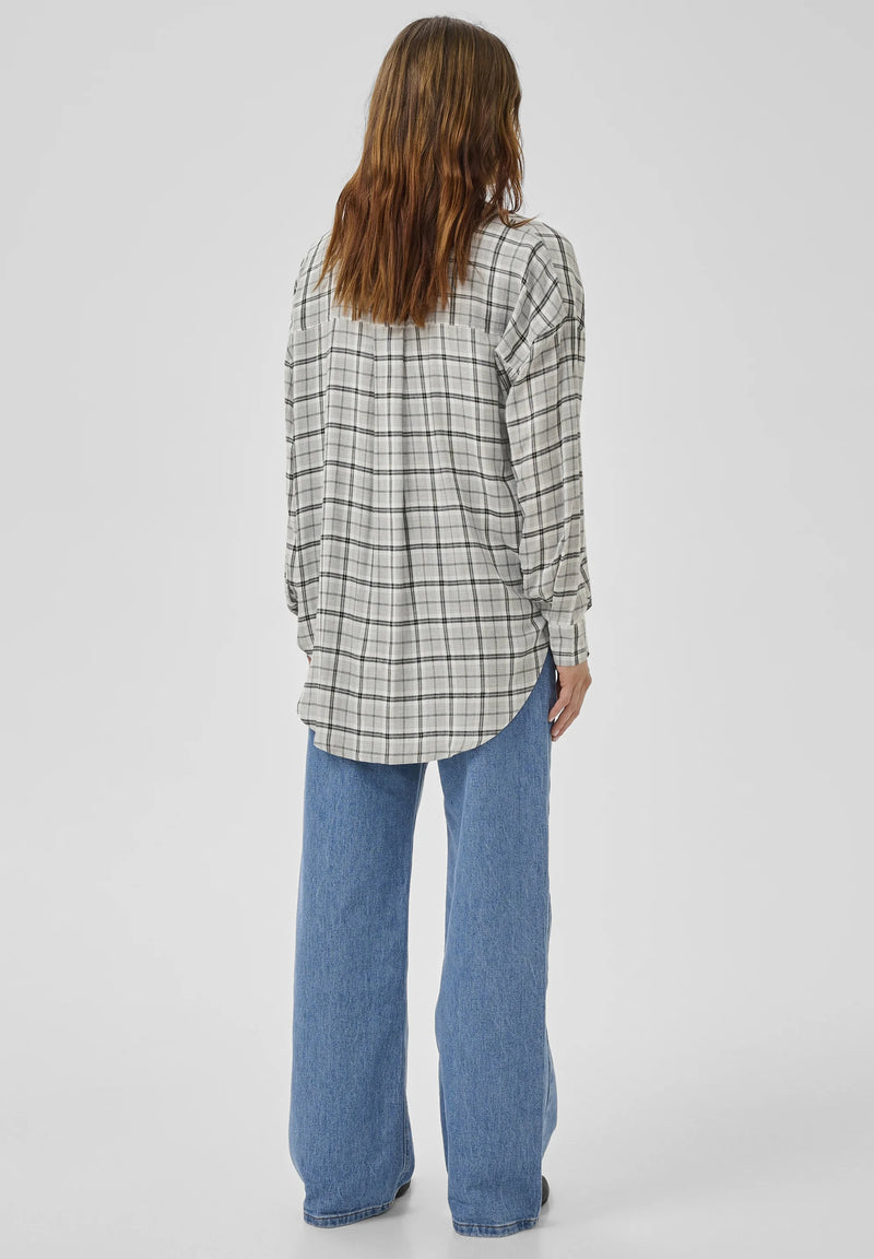 Iris Boxy Shirt paitapusero, Light Grey Check