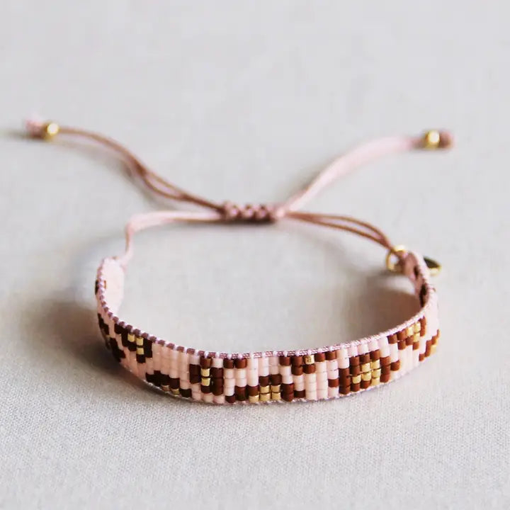Bazou Weaving Leopard rannekoru, Cognac/Peach