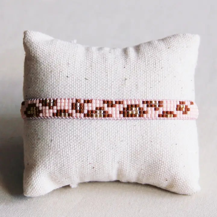 Bazou Weaving Leopard rannekoru, Cognac/Peach