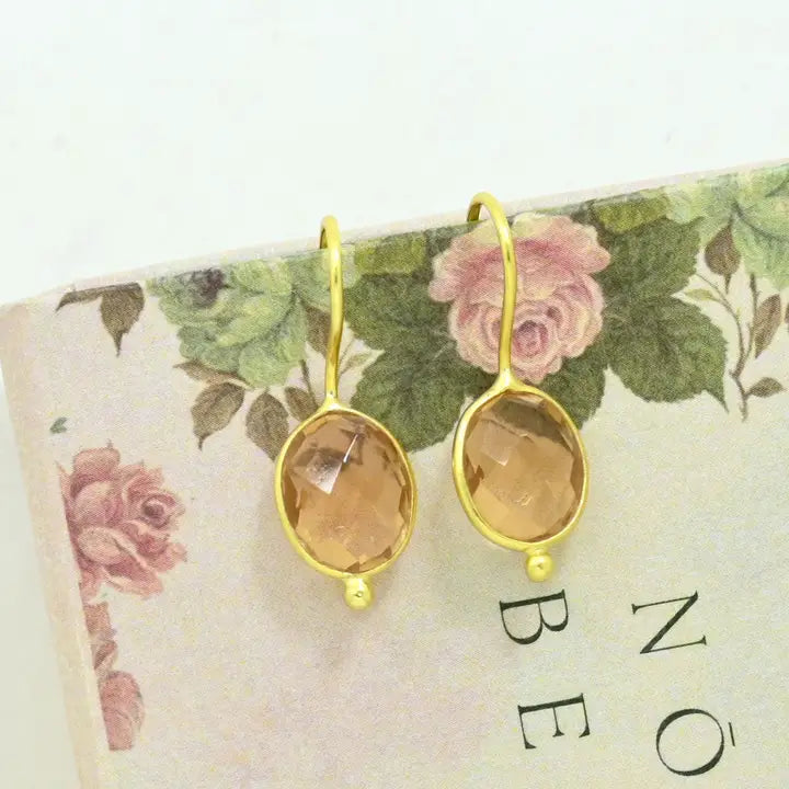 Oval Gemstone kullattu korvakoru, Morganite