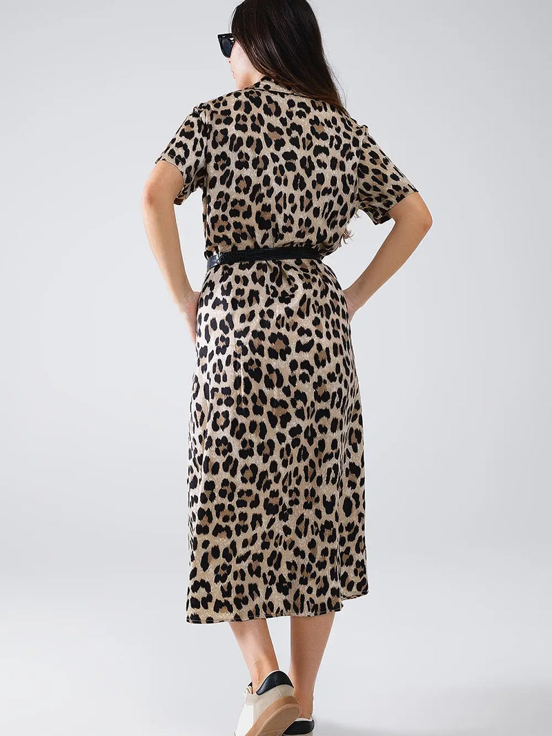 Q2 Leopardikuvioitu printtimekko, brown