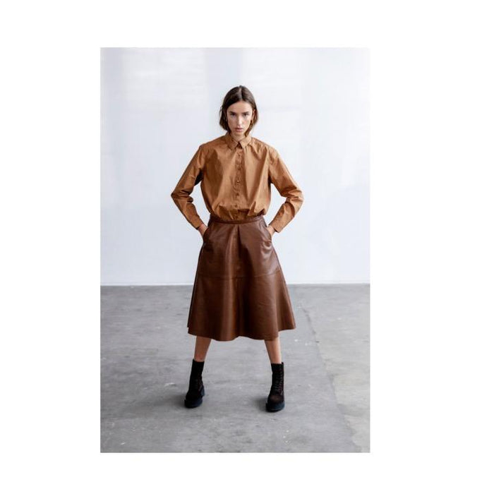 Project AJ117 Beauty Soft Lamb Leather Skirt, Soil