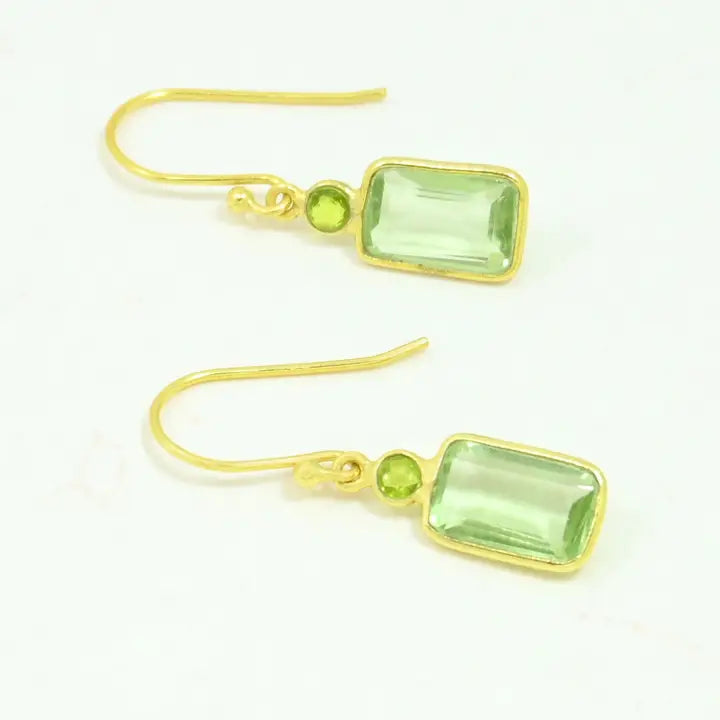 Birdie kullattu korvakoru, Peridot & green amethyst