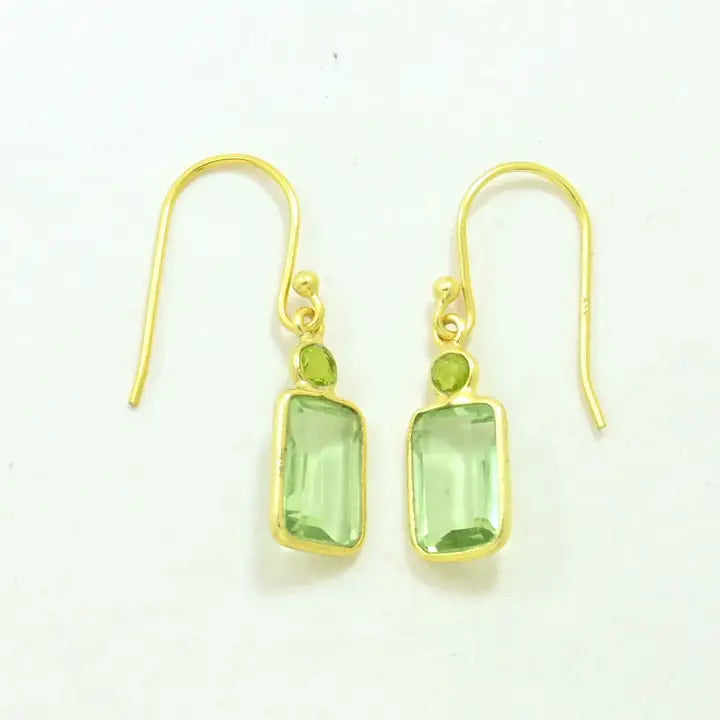 Birdie kullattu korvakoru, Peridot & green amethyst