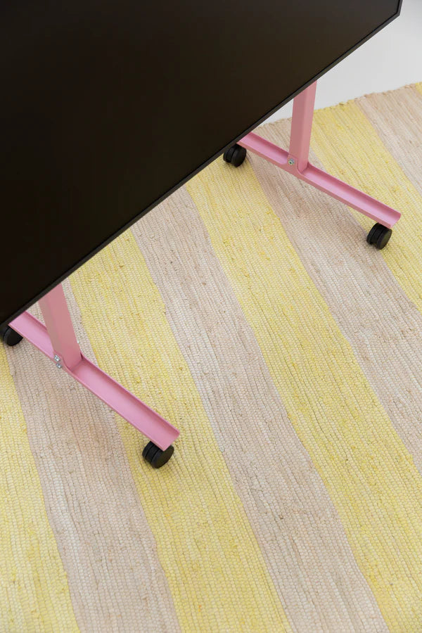 Chindi matto, neon yellow & creme 60 x 120