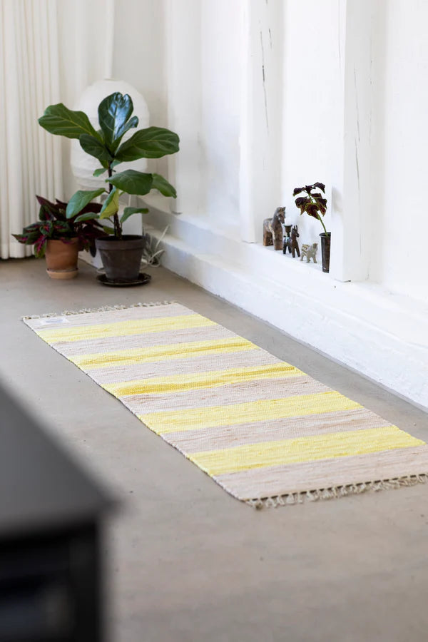 Chindi matto, neon yellow & creme 60 x 120