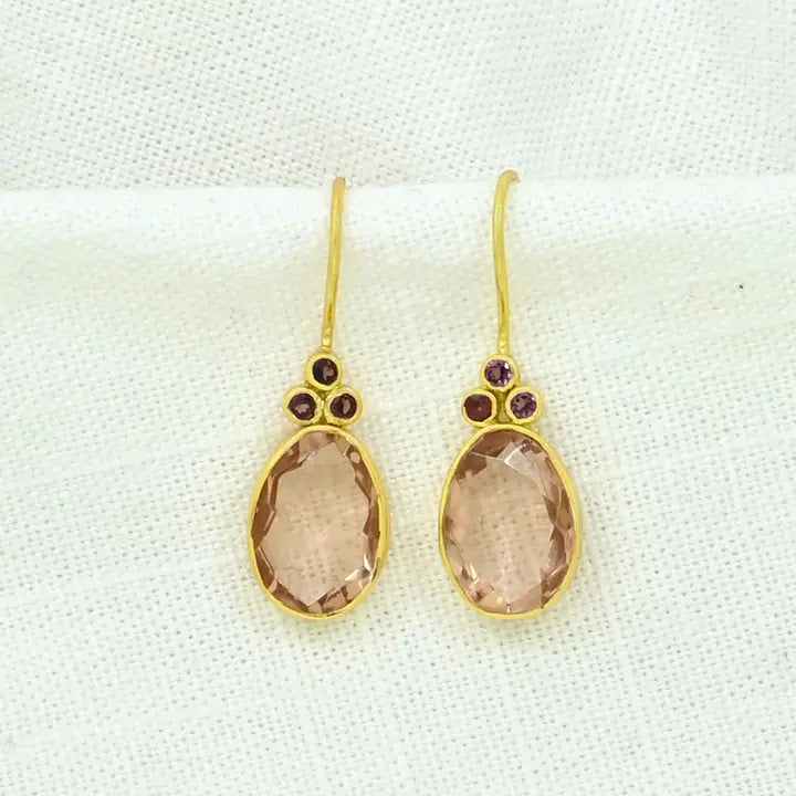 Delilah kullattu korvakoru, Rhodolite & morganite