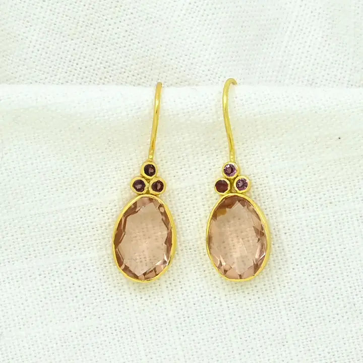 Delilah kullattu korvakoru, Rhodolite & morganite