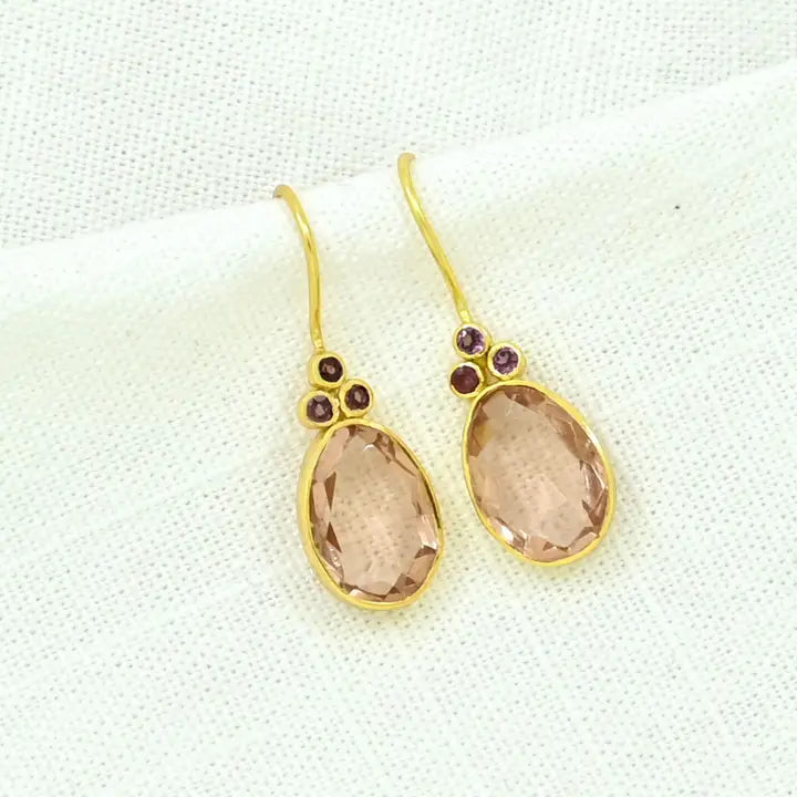 Delilah kullattu korvakoru, Rhodolite & morganite