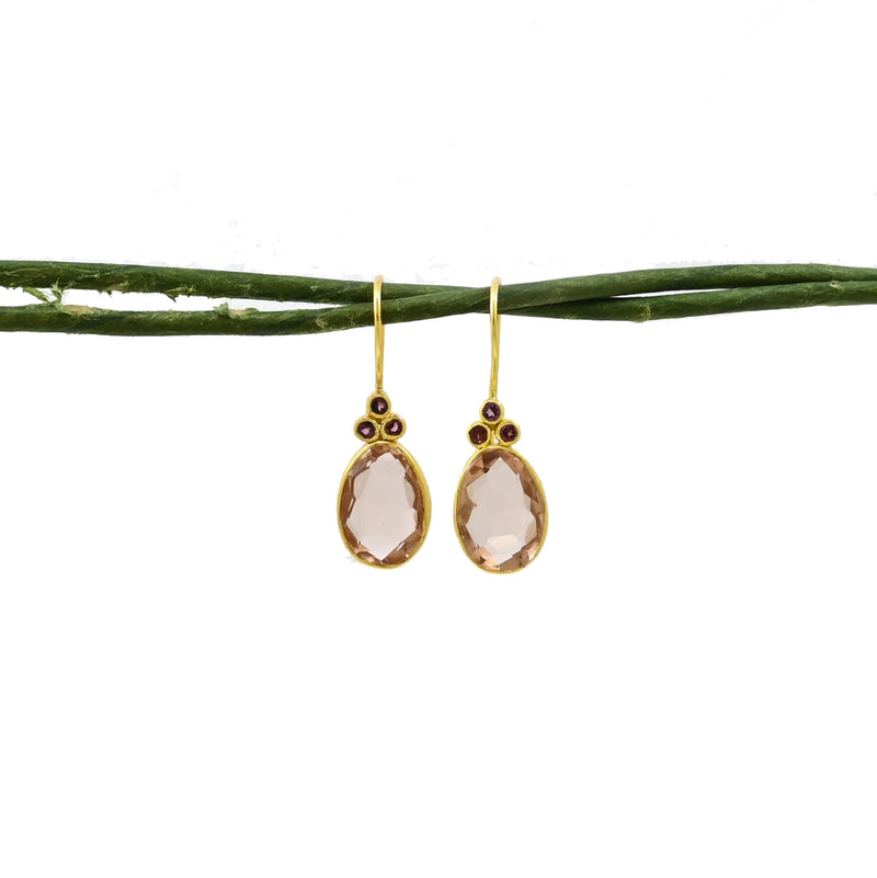Delilah kullattu korvakoru, Rhodolite & morganite