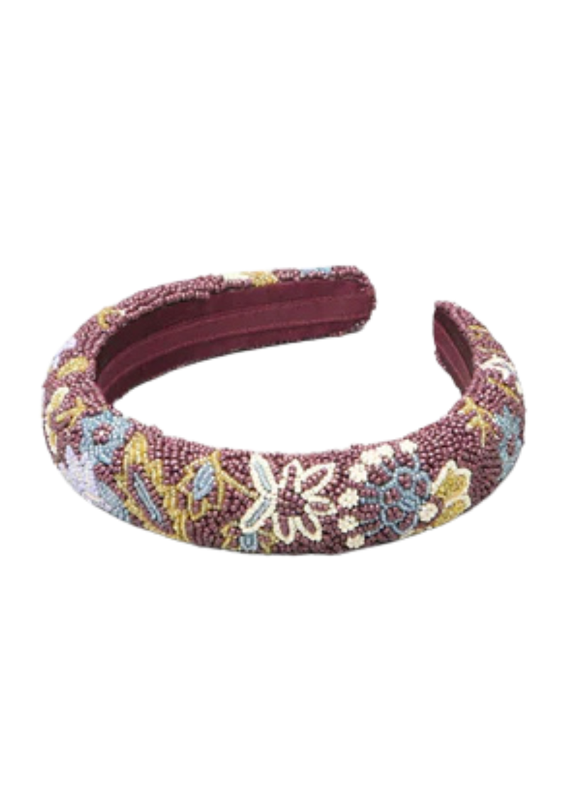 Becksöndergaard Fiora Midi Beaded hiuspanta, Maroon Brown