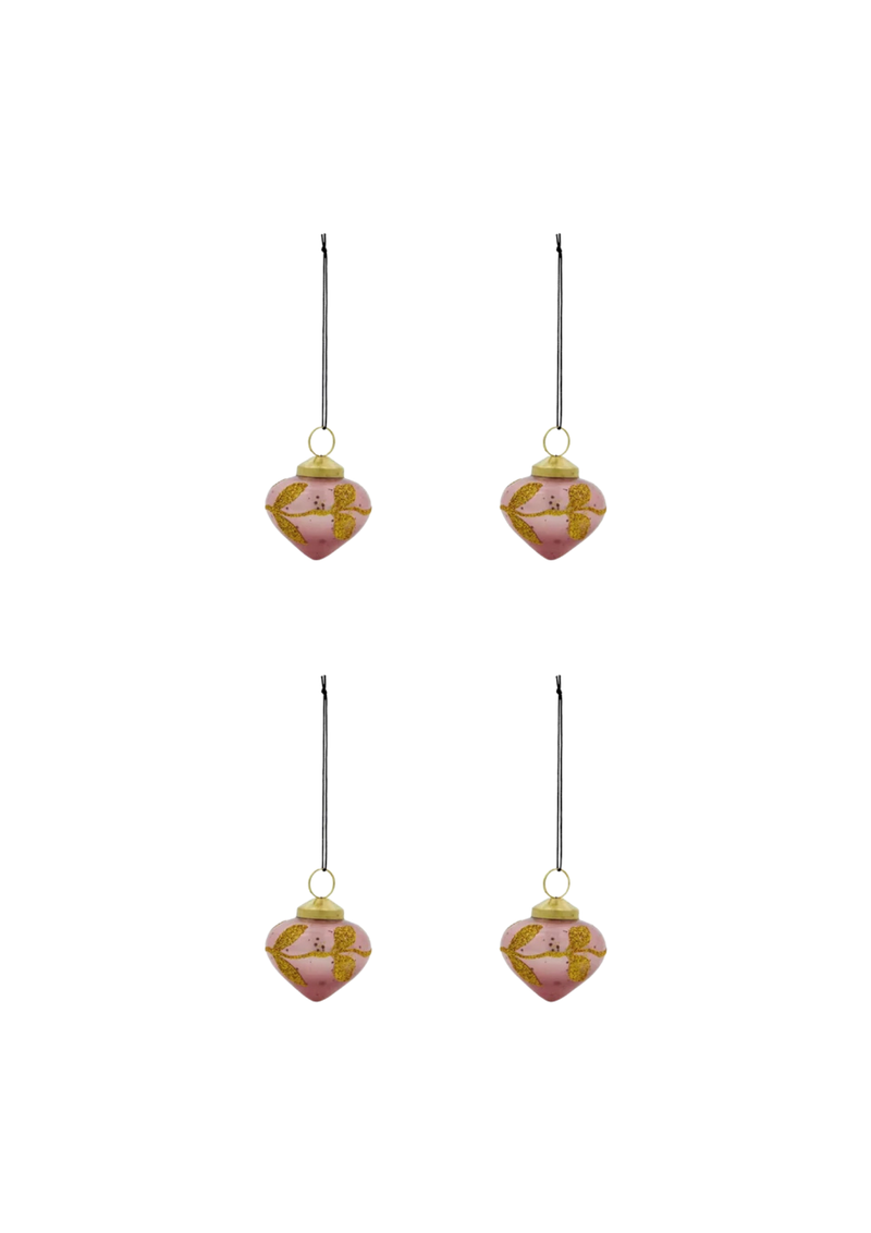House Doctor Amore joulukoristeet, Pink, 4 kpl