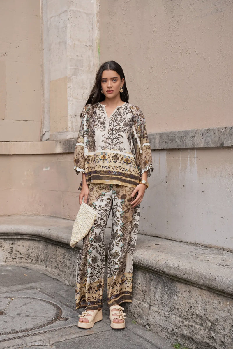 Thea printtikuvioidut housut, khaki