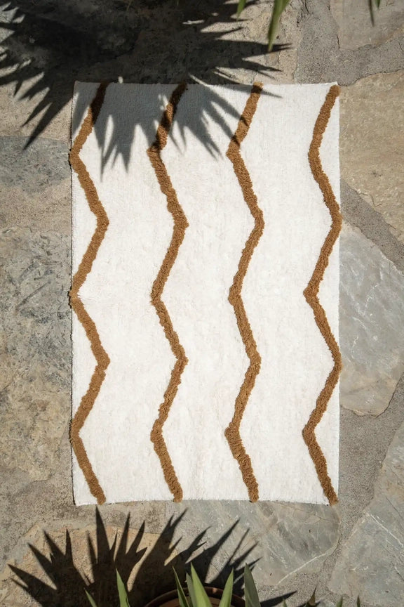 Käsintehty kylpymatto, Zig Zag, 60 × 90 cm