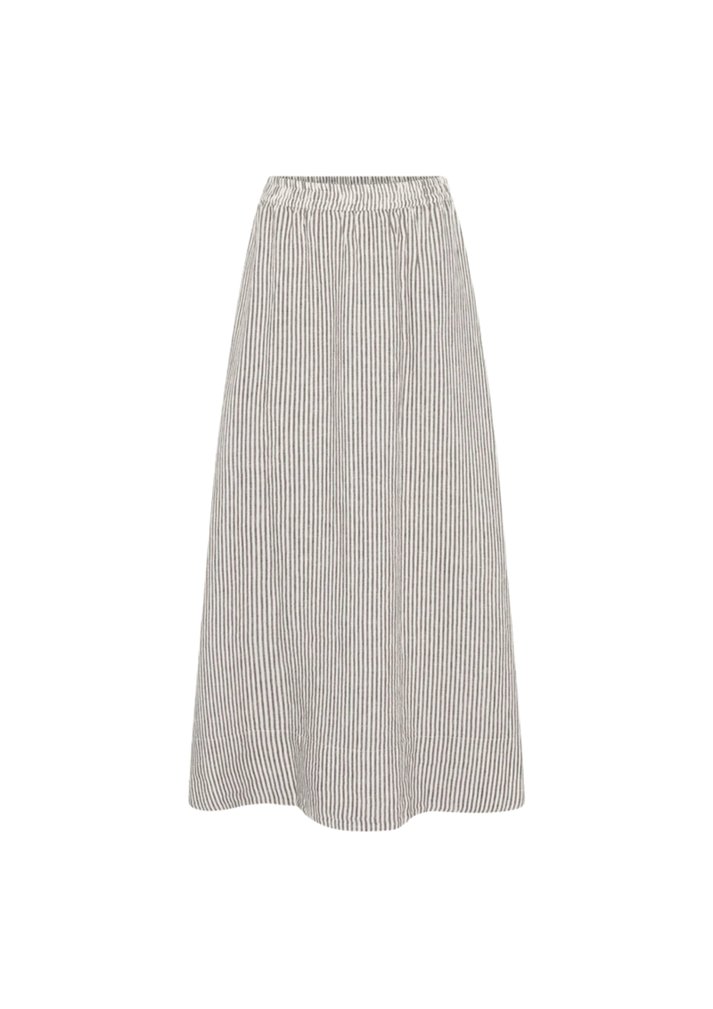 Knowledge Cotton Apparel Organic Linen Stripe -pellavahame, Dark Brown Stripe