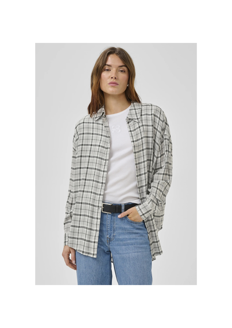Iris Boxy Shirt paitapusero, Light Grey Check