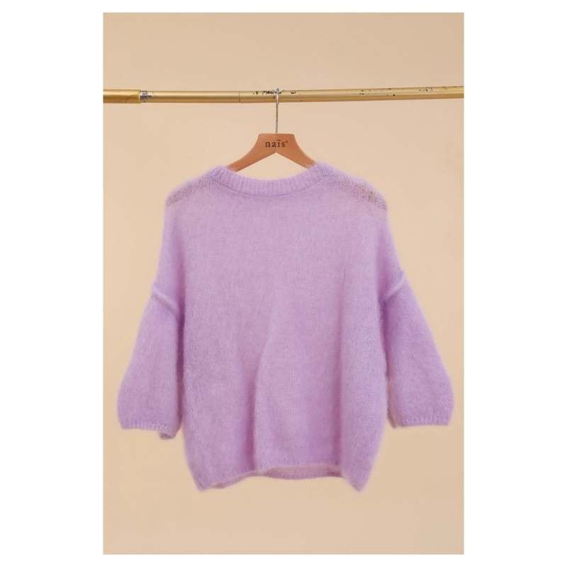 80% Kid Mohair lyhythihainen neulepaita, Lilac