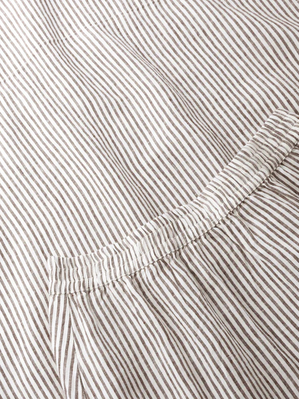 Knowledge Cotton Apparel Organic Linen Stripe -pellavahame, Dark Brown Stripe