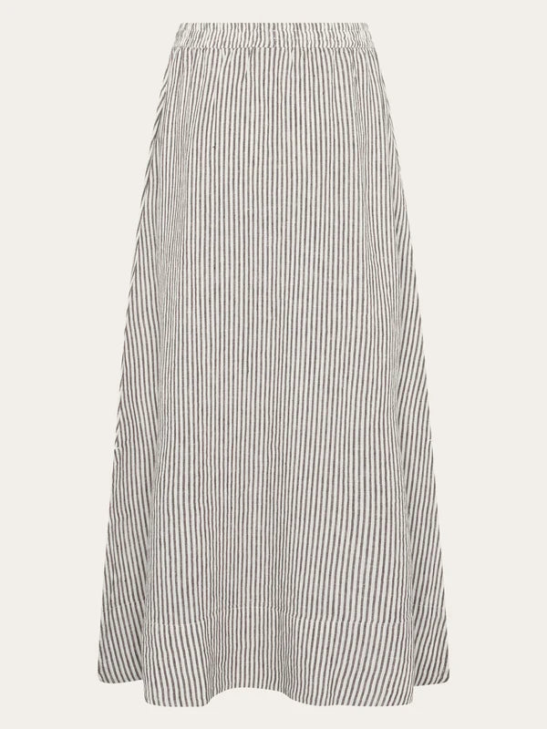 Knowledge Cotton Apparel Organic Linen Stripe -pellavahame, Dark Brown Stripe