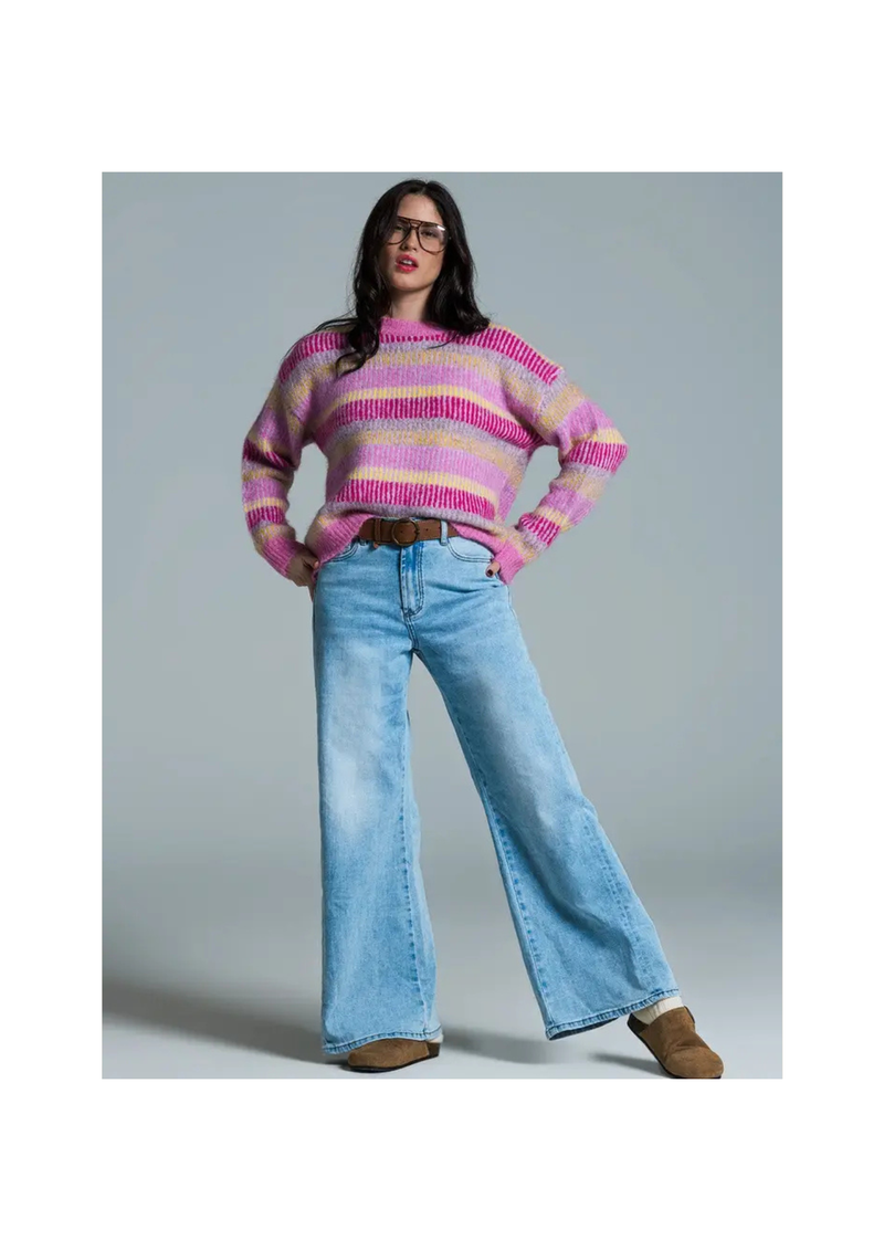 Q2 Mom Style leveälahkeiset farkut