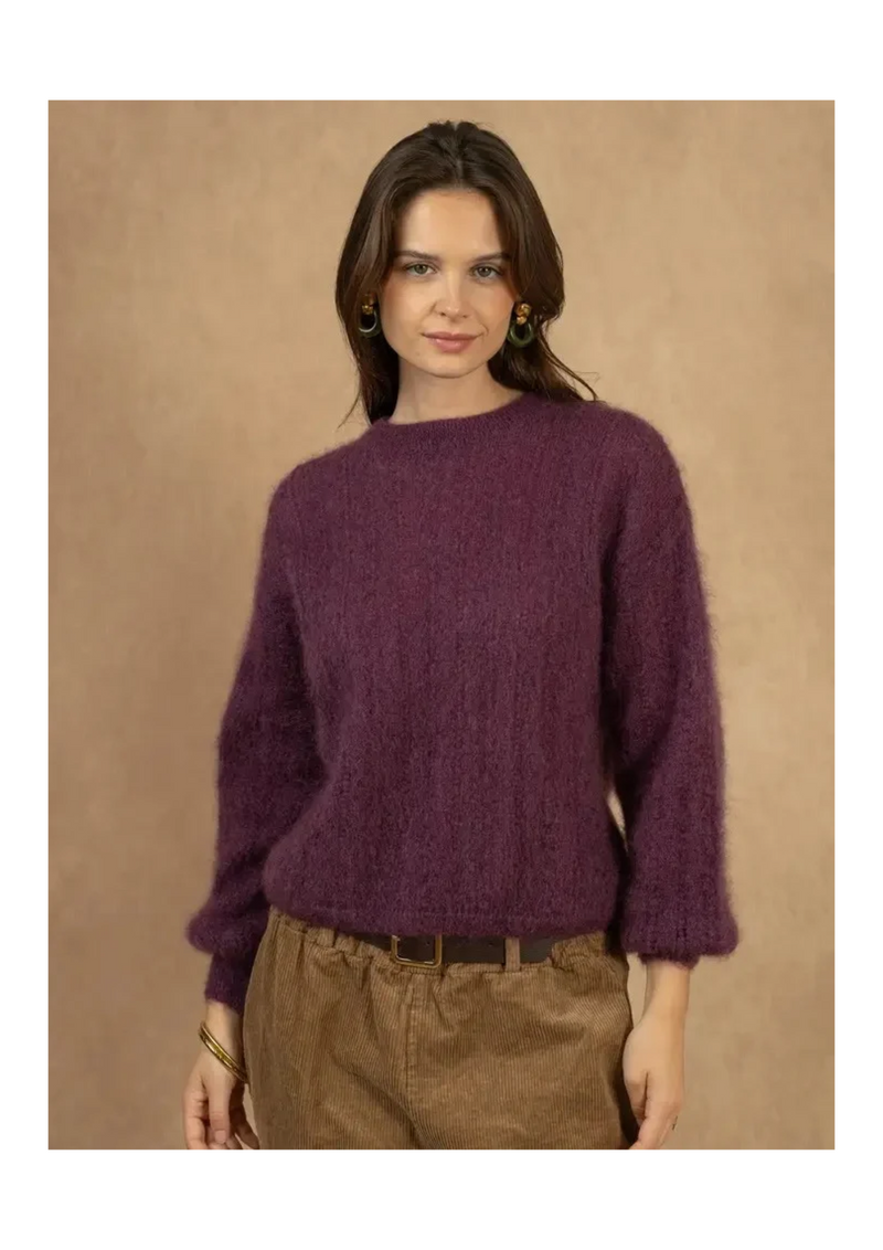 NAÏS PARIS 74% Kid Mohair neulepusero, Eggplant