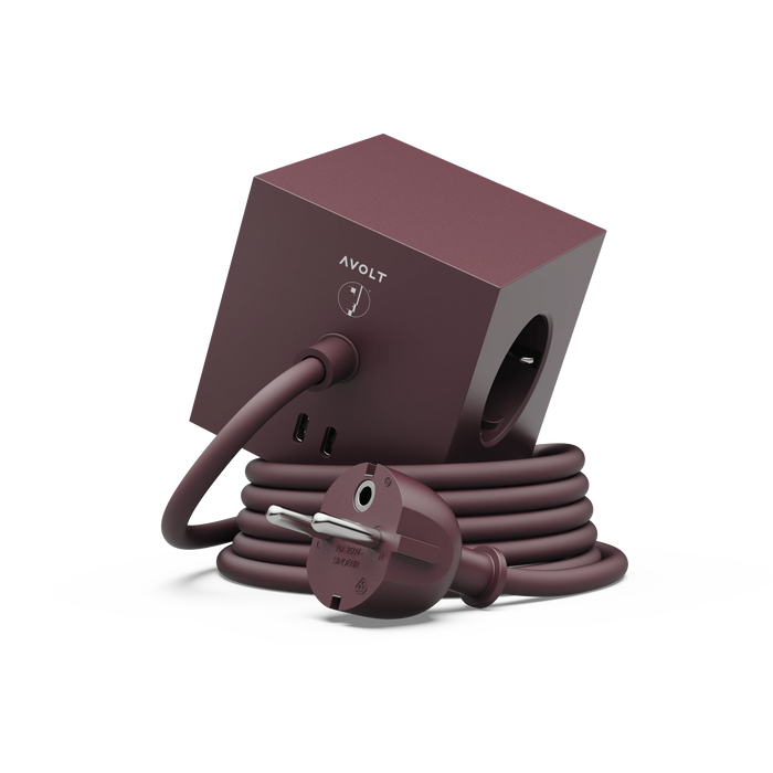 Avolt Square 1 USB-C jatkojohto, Mulberry Red
