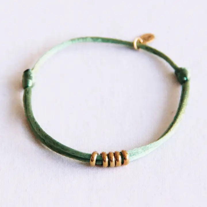 Bazou Satin rannekoru renkailla, Green/Gold