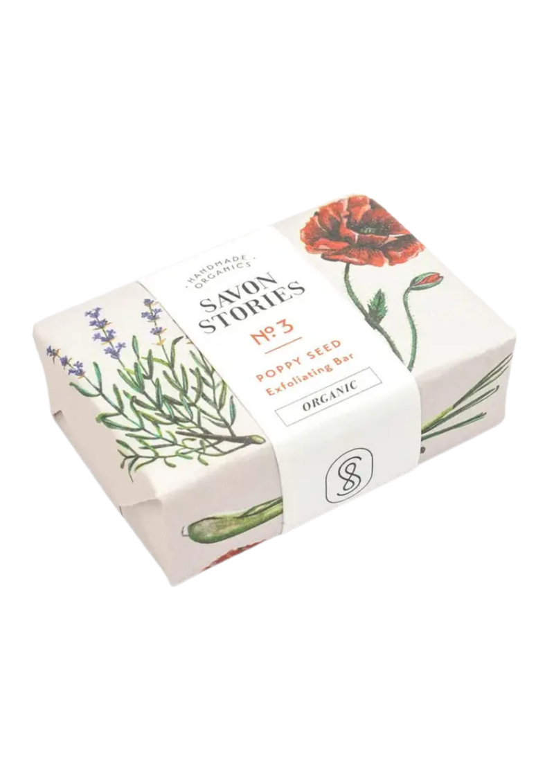 Savon Stories N°3 The Exfoliating, Organic & Natural Exfoliating Soap with Poppy Seeds