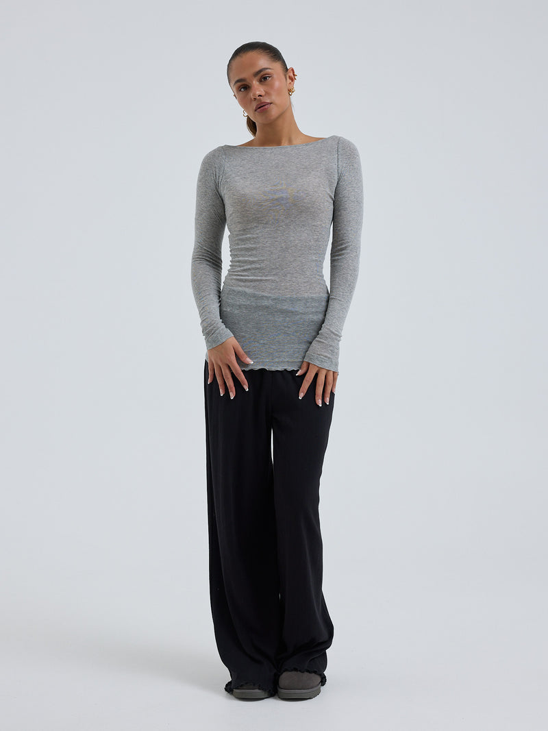 Seamless Basic Cotton Boat puuvillapaita, Grey Melange